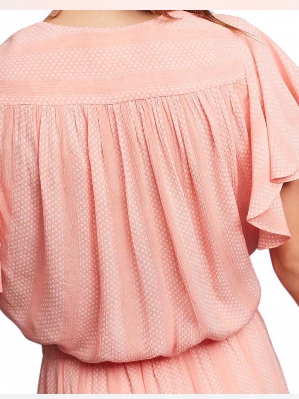 Maeve for Anthropology Pink polkadot flutter sleve Wrap Front Women's Top - Picture 2 of 8